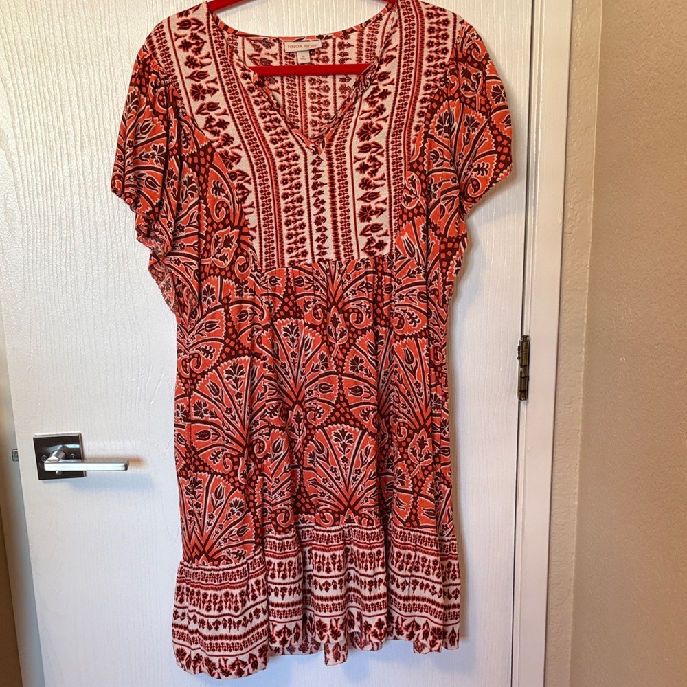 Red and White Patterned Dress